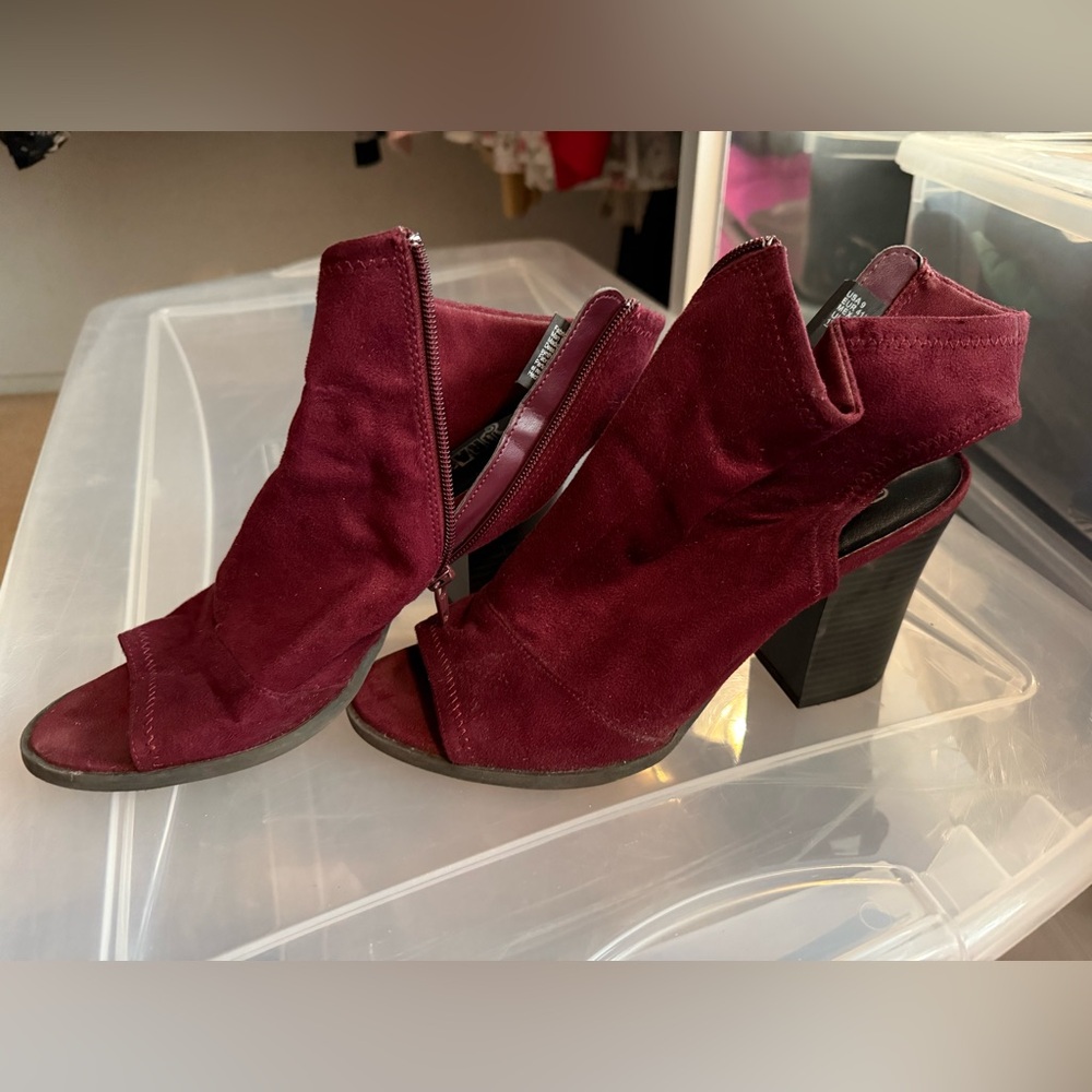 Burgundy Block Heels